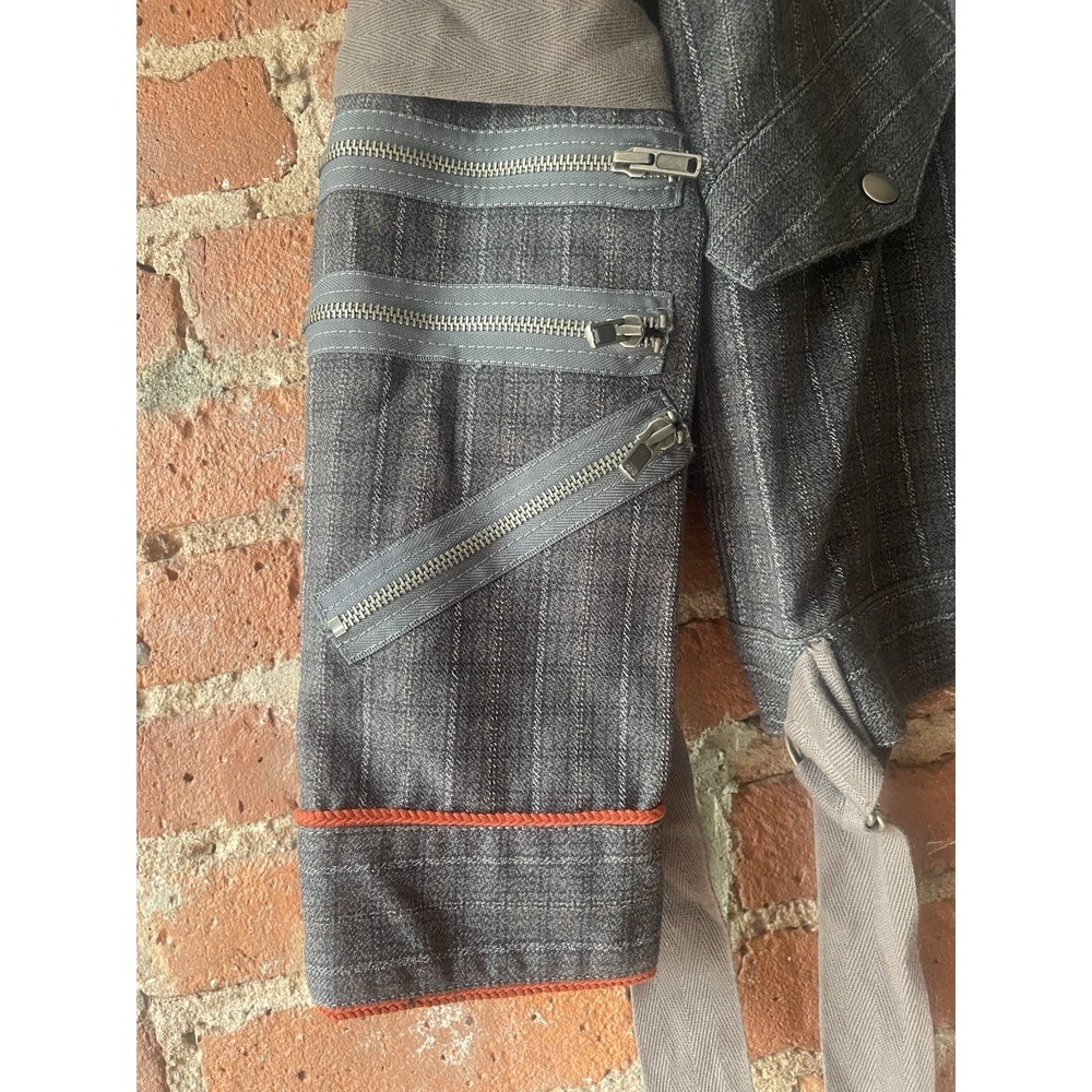 Marc Jacobs Vintage Denim Plaid Zipper Biker Jacket Sz L Mens Blue/ Gray/ Orange - Picture 5 of 16